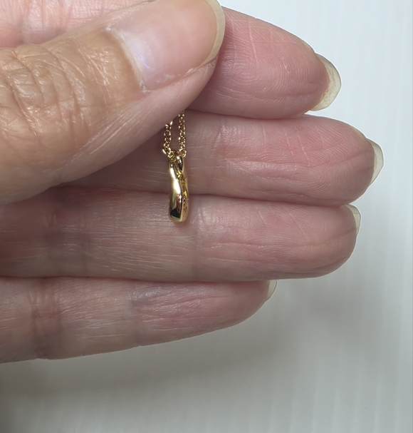 vintage pink gemstone gold toned dainty delicate pendant necklace - Picture 6 of 6